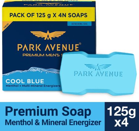 PARK AVENUE Premium Men's Soaps for Bath-Cool Blue-Grade 1 Soap-For All Skin Types  (4 x 125 g)