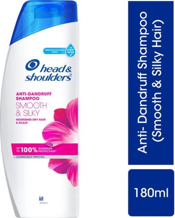 HEAD & SHOULDERS Smooth and Silky Anti-Dandruff Shampoo for All-Hair Types  (180 ml)