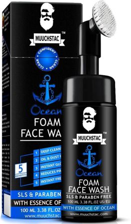 MUUCHSTAC Ocean Foam for Men - Inbuilt Brush, Fights Acne & Pimple, Skin Brightening, All Skin Types Face Wash  (100 ml)