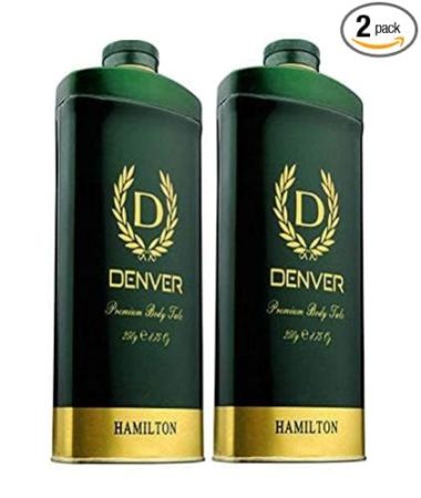 DENVER Hamilton Premium Body Talc - 300GM Each (Pack of 2) | Scented Talcum Powder for Men