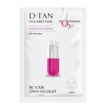 O3+ Facialist D-TAN Face Sheet Mask with Niacinamide for Hydrating & Glowing Skin| Reduces Dark Spots, Acne Scars, and Uneven Skin Tone (30g) - All Skin Types