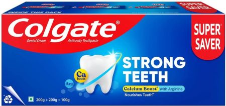 Colgate Strong Teeth Indias No.1 Toothpaste Anticavity Toothpaste - 200g + 200g + 100g Toothpaste  (500 g)