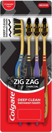 Colgate ZigZag Charcoal Medium Toothbrush  (Pack of 4)