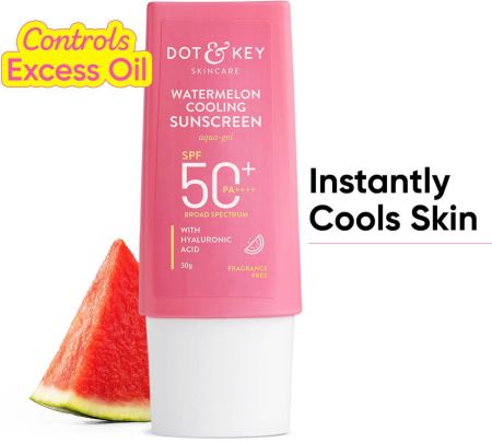Dot & Key Sunscreen - SPF 50 PA++++ Watermelon Hyaluronic Cooling Sunscreen SPF 50 PA+++ UV + Blue Light Protection  (30 g)