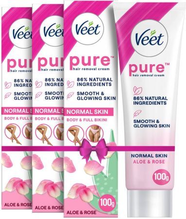 Veet Pure Hair Removal - Normal Skin Cream 100g,Set Of 3 Cream  (300 g, Set of 3)